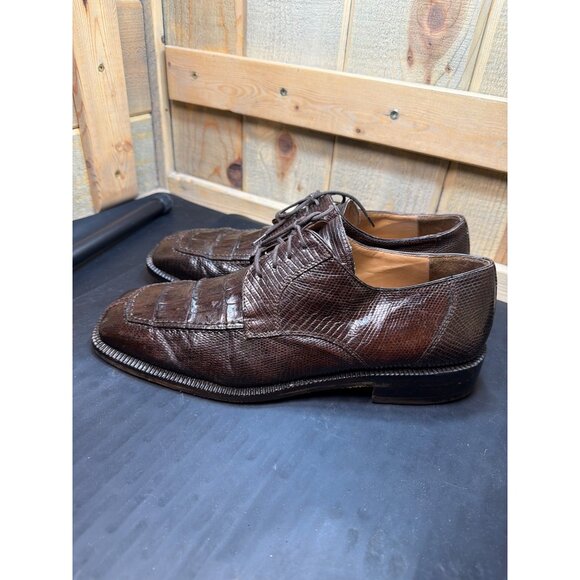 David Eden Mens Genuine Crocodile Dress Shoes Size 10 Brown